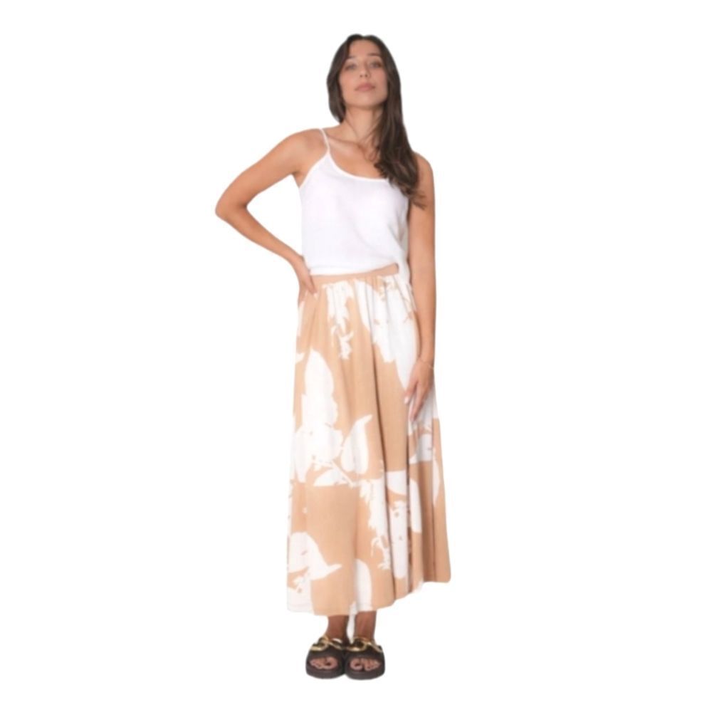 Robb & Lulu Essentials NWT CHARLOTTE MIDI SKIRT in honey floral sz XS